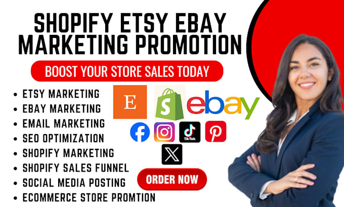 Gig Preview - Boost shopify etsy ebay store marketing promotion for shopify etsy ebay sales