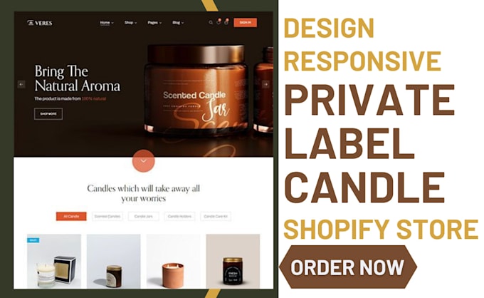 Gig Preview - Design a profitable private label candle shopify store candle dropshipping store