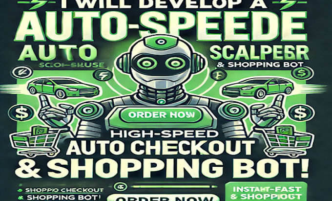 Gig Preview - Develop fast auto purchase bot, scalper bot, and shopping bots for fast buying