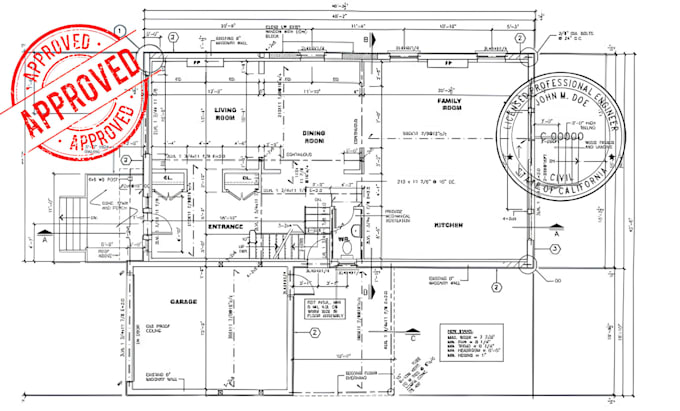 Gig Preview - Pe stamp draw floor plan construction drawings blueprint in autocad city permit