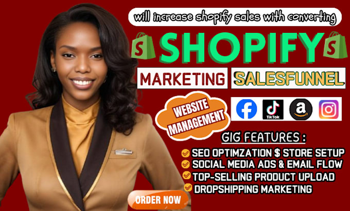 Gig Preview - Boost shopify sales shopify dropshipping marketing social media ads for shopify