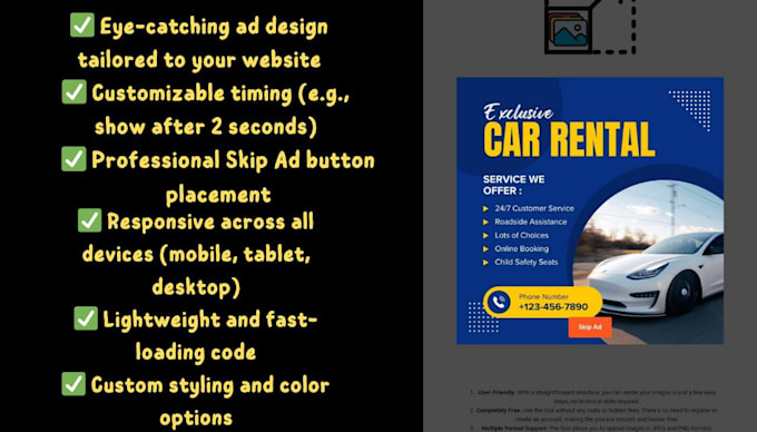 Bestseller - create and implement a professional popup ad with skip button for your website