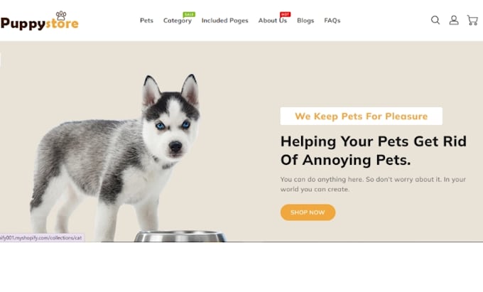 Gig Preview - Design highly lucrative pets store animal website veterinary shopify