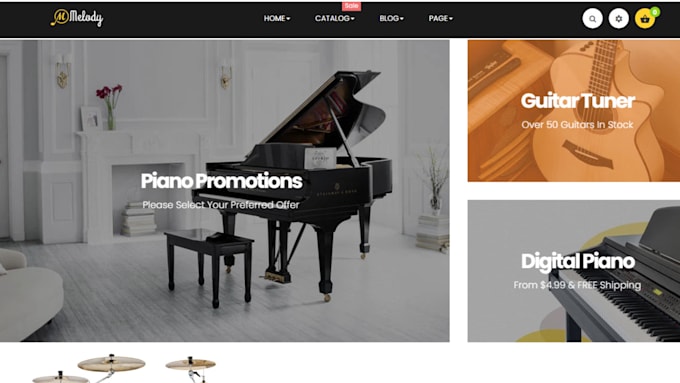 Gig Preview - Do ecommerce shopify website, musical instrument website, shopify dropshipping