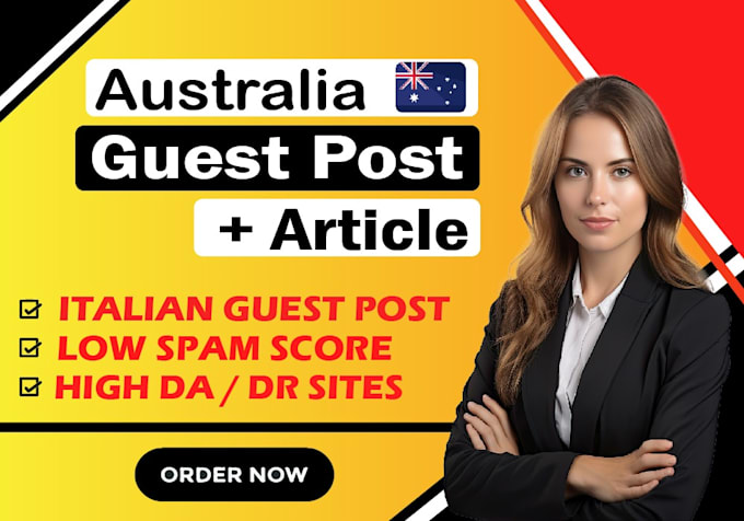 Gig Preview - Publish high da australia and italy guest posts with dofollow backlinks