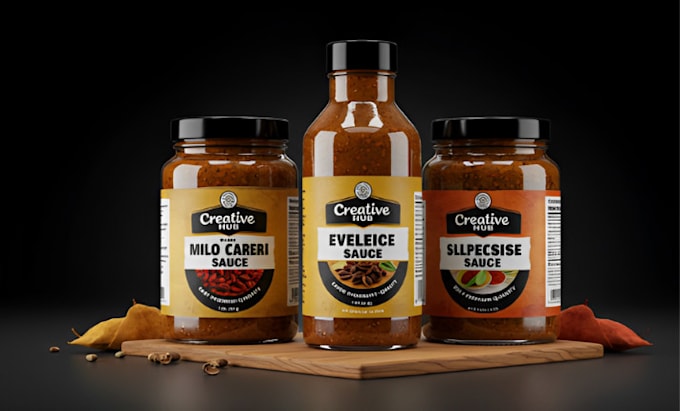 Gig Preview - Do captivating design for sauce label bottle label spice label and 3d mockups