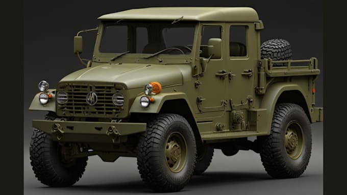 Gig Preview - 3d car modeling, vehicle, truck, automotive design, car rendering, military car