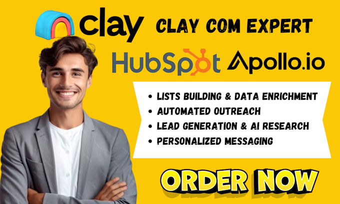 Gig Preview - Setup clay com clay automation apollo io hubspot crm and workflow as an expert