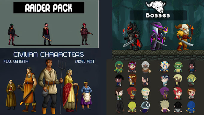 Gig Preview - Do pixel art character, pixel sprite sheet, sprite animation, GIF, rpg maker mz