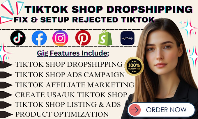 Bestseller - setup tiktok shop dropshipping, tiktok shop ads manager,fix rejected tiktok shop