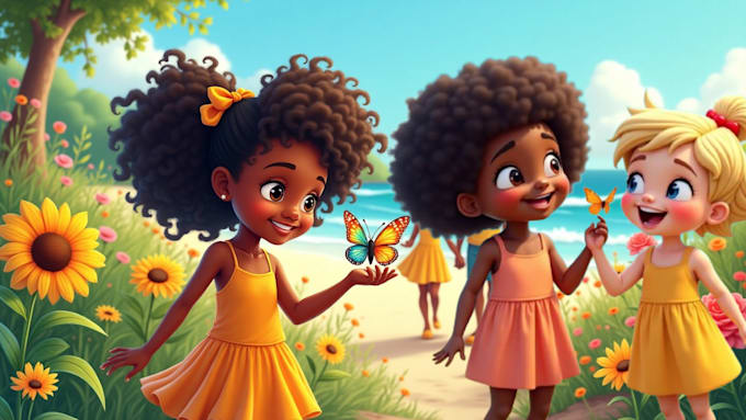 Gig Preview - Create african american children story book illustration 3d children story book