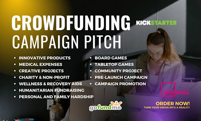 Gig Preview - Write compelling crowdfunding campaign pitch for gofundme, kickstarter