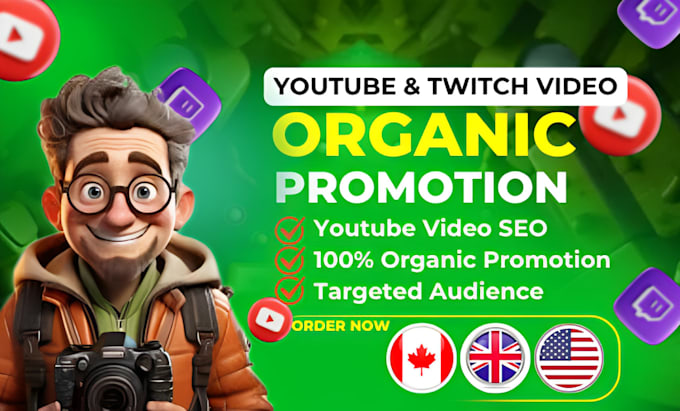 Gig Preview - Organic youtube and twitch promotion, grow your audience