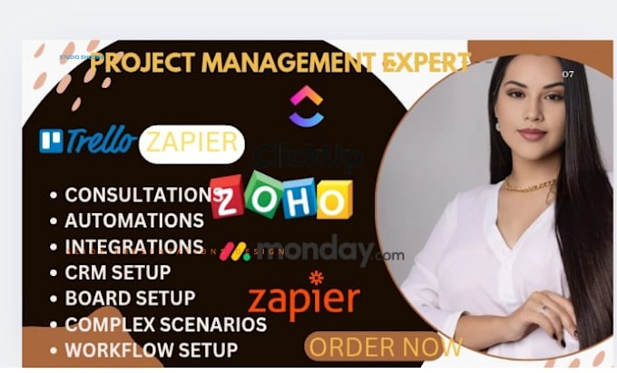 Gig Preview - Do make com monday crm clickup asana trello hubspot zoho wrike zapier automation