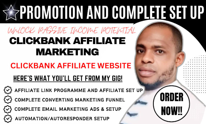 Gig Preview - Setup clickbank affiliate marketing, clickbank affiliate website link promotion