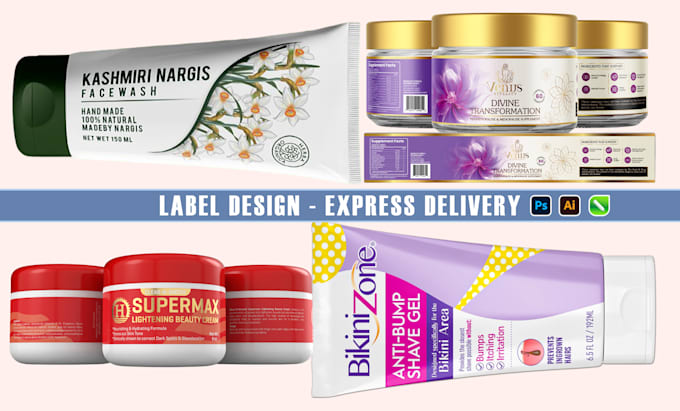 Gig Preview - Design custom cosmetic packaging, skincare label, cosmetic label, with 3d mockup