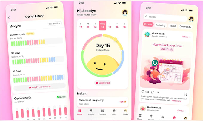 Gig Preview - Develop custom ai pregnancy tracker app, android and ios ovulation tracker app