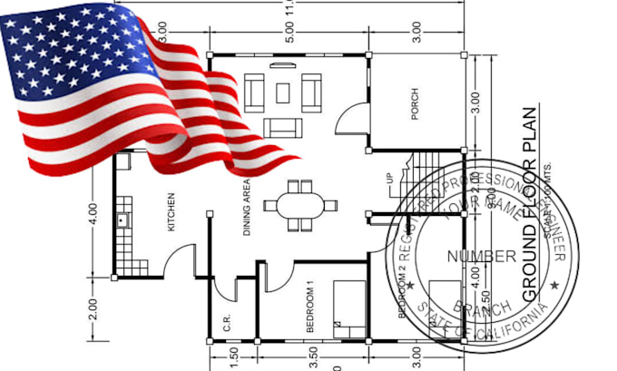 Gig Preview - Licensed california, florida, USA architect buidling plan stamp for approval