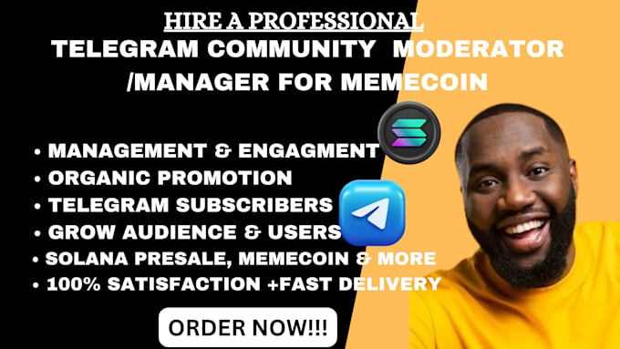 Bestseller - be your telegram community moderator or manager for memecoin