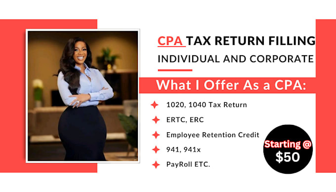 Bestseller - prepare individual and corporate tax return, payroll, 1040, 1120, erc, 941, 941x