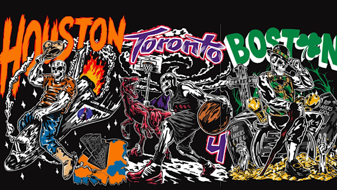 Gig Preview - Draw warren lotas vintage tshirt design skull nba art bootleg jersey design