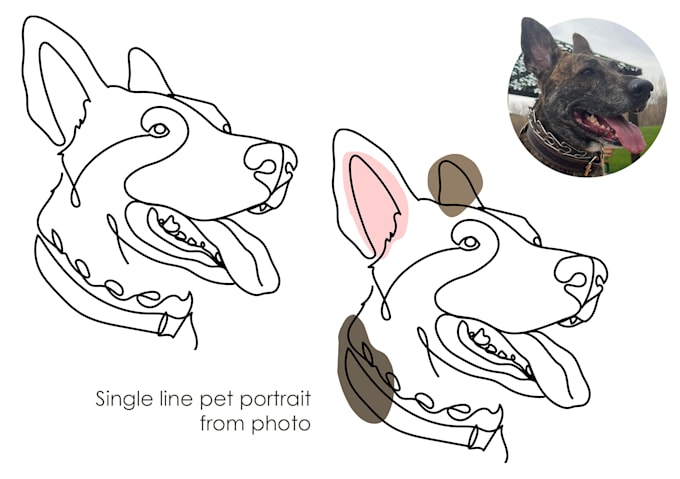 Gig Preview - Draw a continuous one line art pet portrait illustration