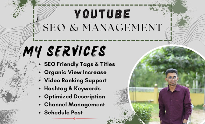 Gig Preview - Do youtube SEO and video ranking title, thumbnails, expert management for growth