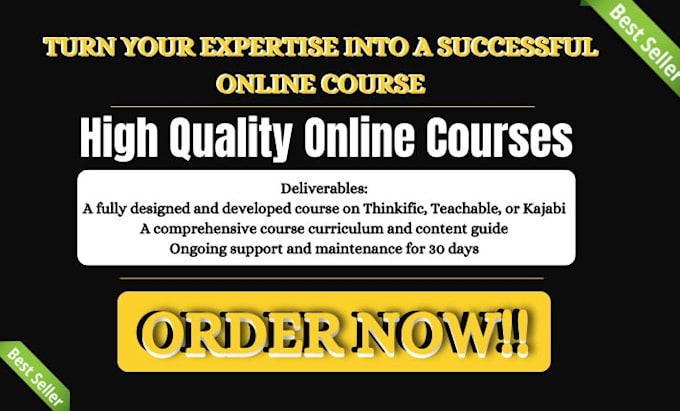 Gig Preview - Do course creation, course curriculum on thinkific, teachable or kajabi website