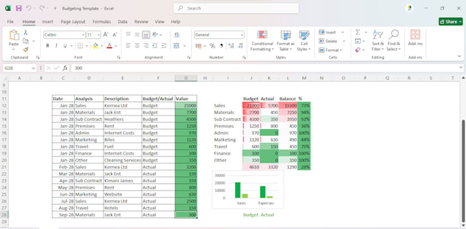 Gig Preview - Create an excel budgeting template for you or your business