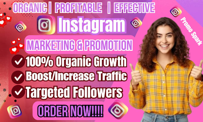 Gig Preview - Do instagram marketing and promotion grow, manage, promote instagram organically