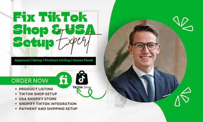 Gig Preview - Fix tiktok shop, usa tiktok shop setup, set up tiktok shop, tiktok shop manager