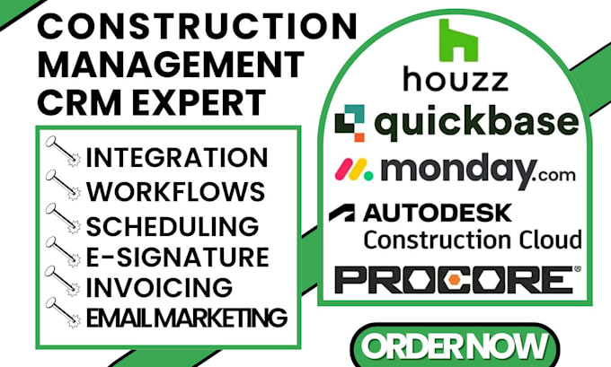 Gig Preview - Do construction management crm quickbase monday houzz pro autodesk cloud procore