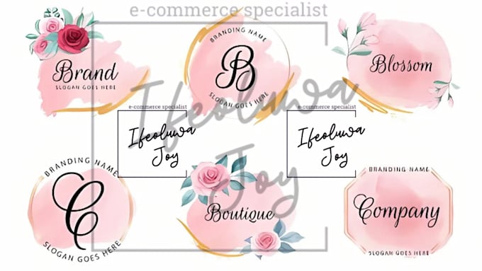 Bestseller - design custom modern hand draw feminine botanical boho and watercolor logo