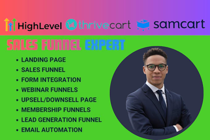 Gig Preview - Build a go high level, trivecart sales funnel, gohighlevel website