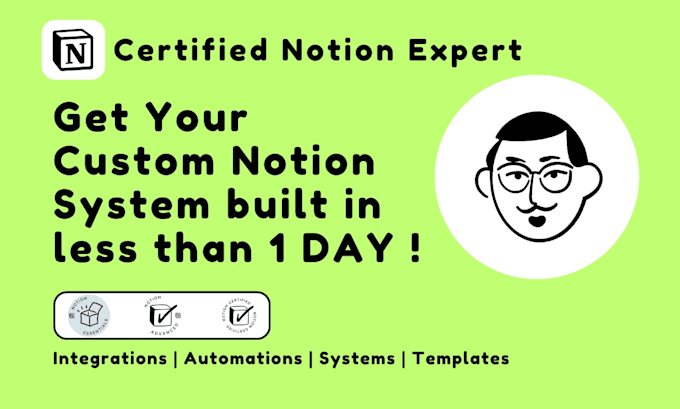 Gig Preview - Create your notion system and notion templates in 1 day