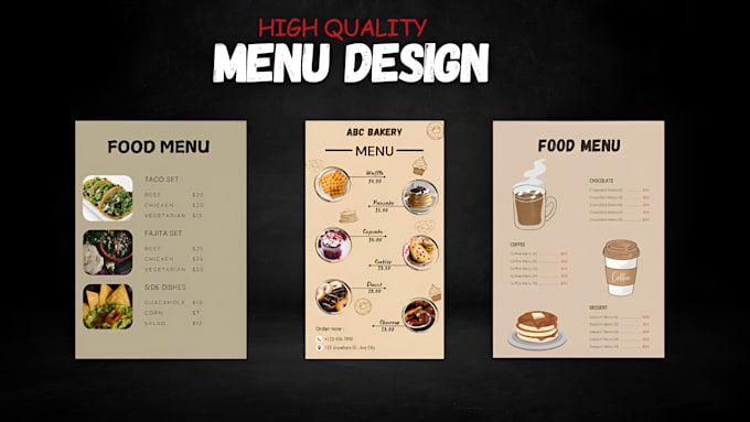 Gig Preview - Create high quality food menu, drink menu