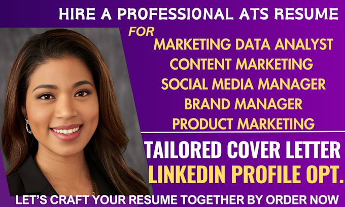 Gig Preview - Write ats for social media manager, content marketing pricing analyst ppc crm CV