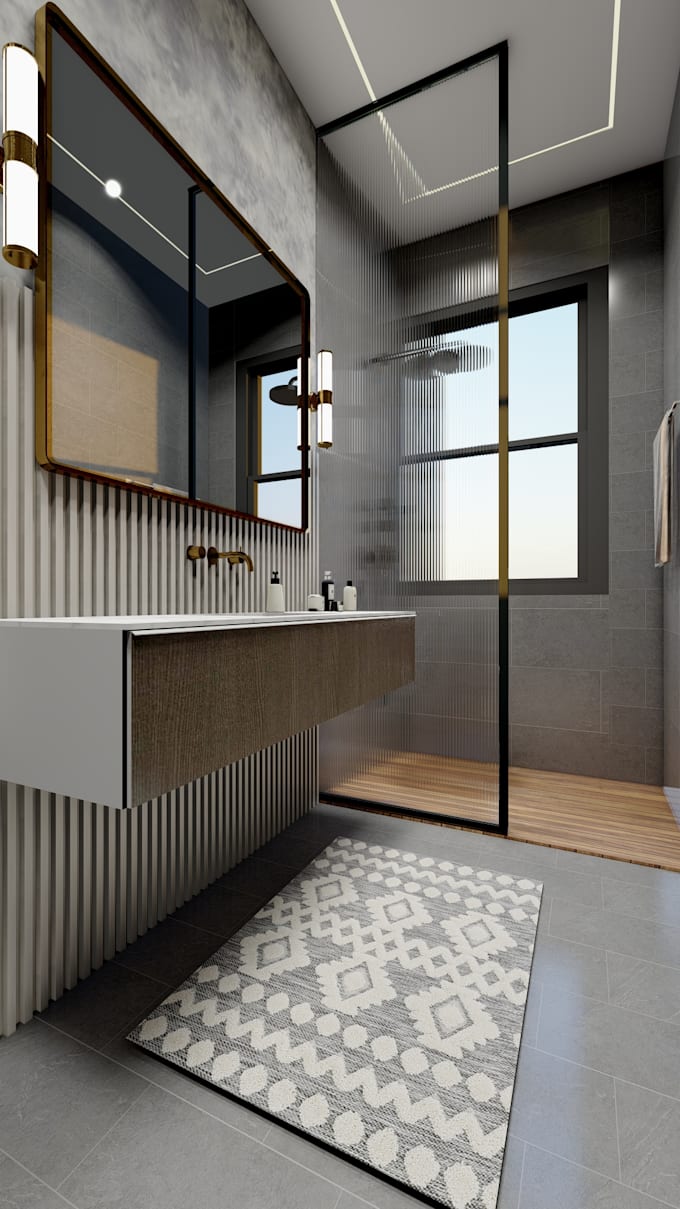 Gig Preview - Bathroom interior design in 3d and render