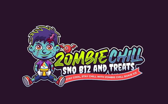 Bestseller - design cute zombie kids shave ice company logo