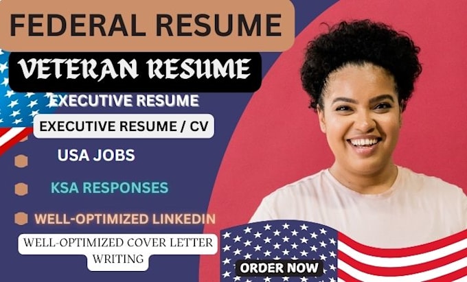 Gig Preview - Write federal resume, government, veterans, kas for military and USA jobs