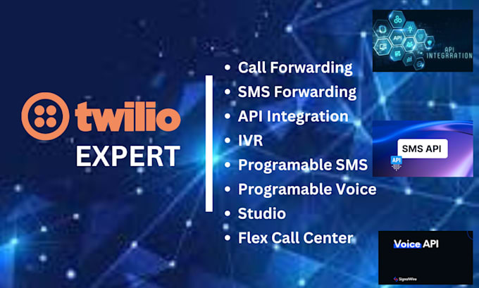 Gig Preview - Set up twilio studio, IVR, SMS, twiml, and integrate apis for voice and SMS