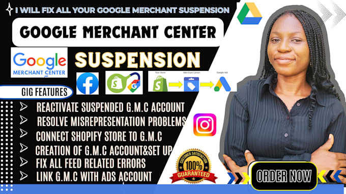 Gig Preview - Fix google merchant center suspension and misrepresentations