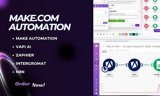 Gig Preview - Make com automation zapier made com n8n integromat workflow