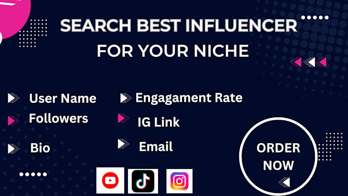 Gig Preview - Find best instagram youtube tik tok influencers