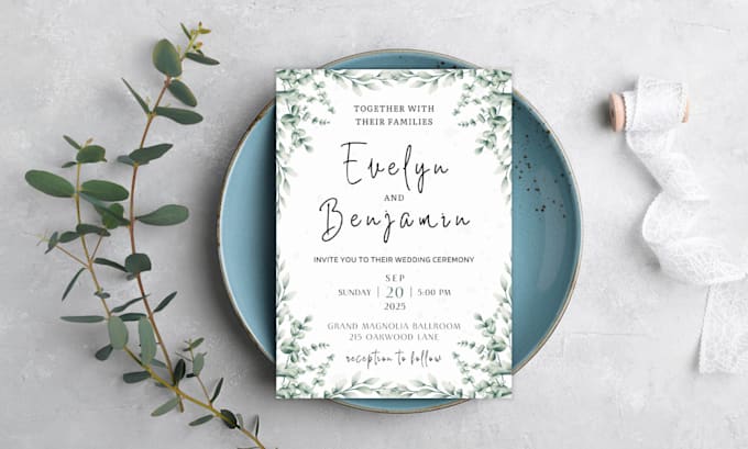 Gig Preview - Design custom wedding invitation, save the date, menu, and thank you cards