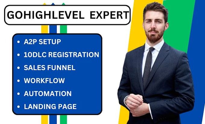 Gig Preview - Do gohighlevel website a2p 10dlc registration ghl sales funnel landing page VA