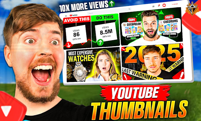 Gig Preview - Design professional youtube thumbnails in just 2 hours