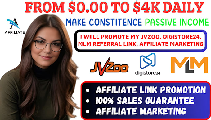 Gig Preview - Promote my jvzoo digistore24 affiliate link mlm referral link affiliate marketng