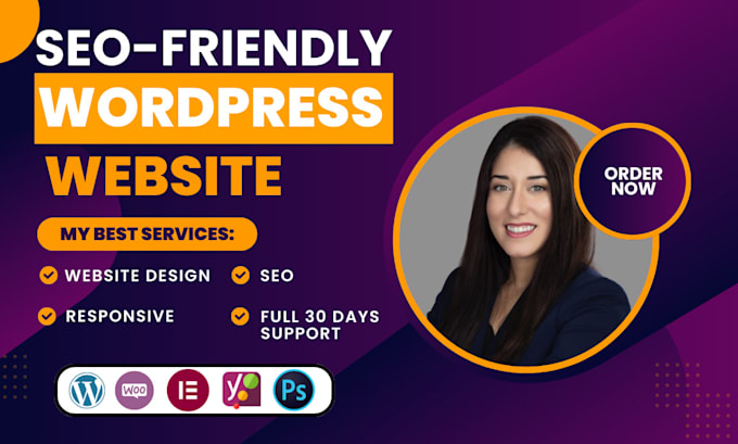 Gig Preview - Design a responsive wordpress website and business website in 12 hours