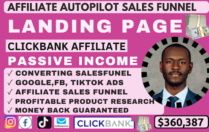 Gig Preview - Clickbank sales funnel, amazon affiliate marketing autopilot for passive income